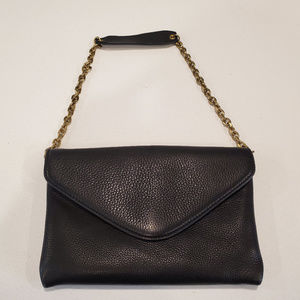 J Crew Envelope Clutch Handbag Leather Black